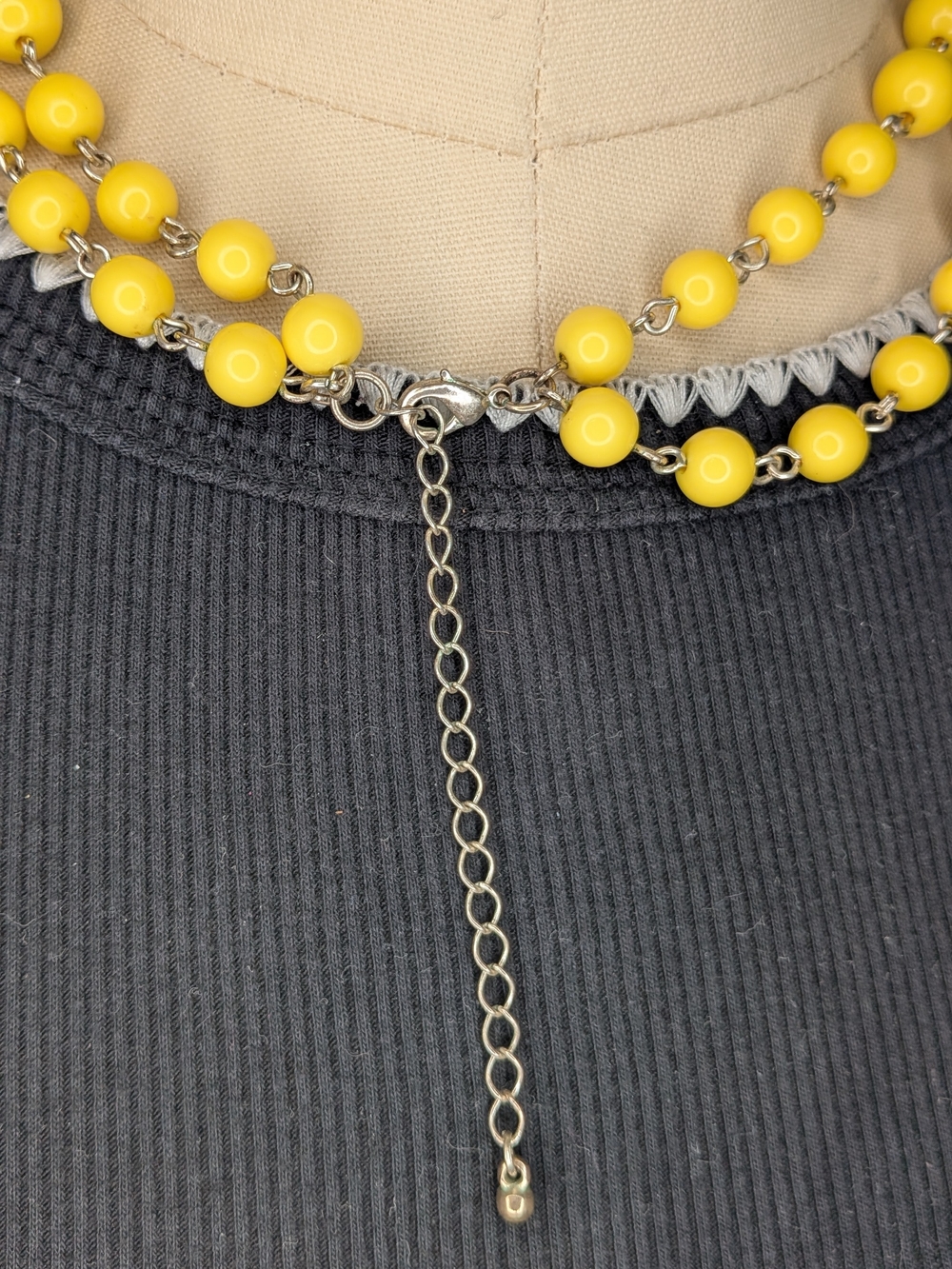 Vibrant Yellow Double Strand Graduated Bead Statement Necklace 9 Inch Drop - Picture 4 of 4